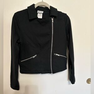 Disney Black Leather Jacket with Silver Zippers